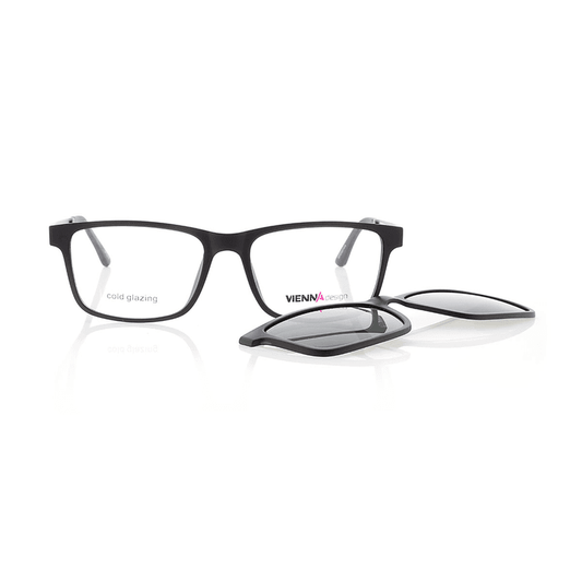 Vienna Design Brille mit Clip UN766-3 schwarz-grau