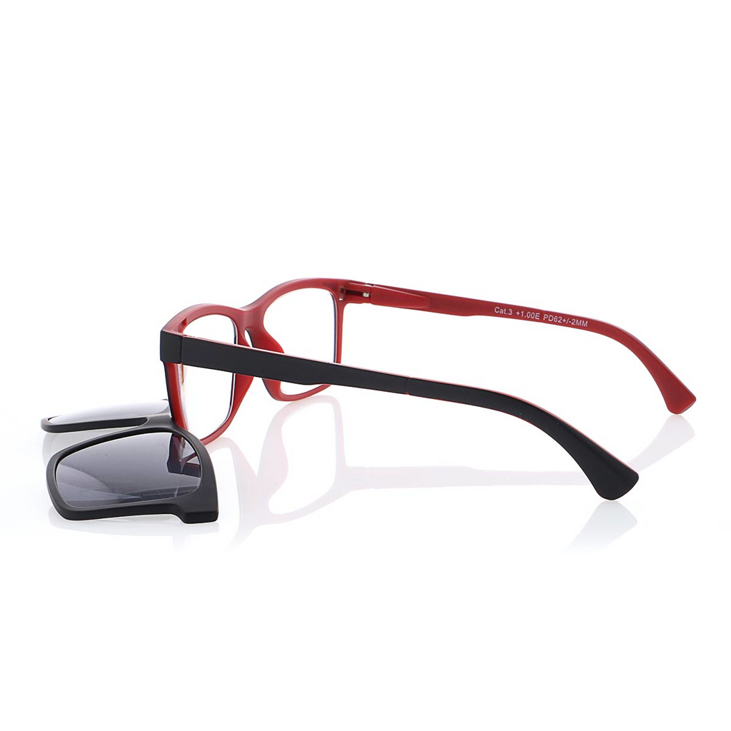 MPO Lesehilfe KLH188-3 schwarz rot mit Sonnenclip